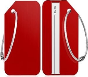 71WwrhbiDyL._AC_UF350,350_QL80_ Luggage Tags for Suitcases Aluminum Privacy Protection Bag Tags Luggage Identifier Travel Accessories Essentials Red