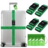Luggage Straps and 4 Pack Luggage Tags Green