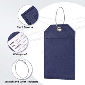 81B-+pYp55L 4 PU Luggage Tags with Personal Information Card