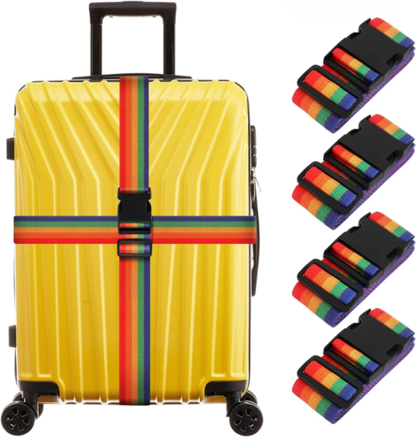Luggage Straps Adjustable Bag Strap Keep Suitcase Secure While Non-Slip Travel Luggage Straps Yellow