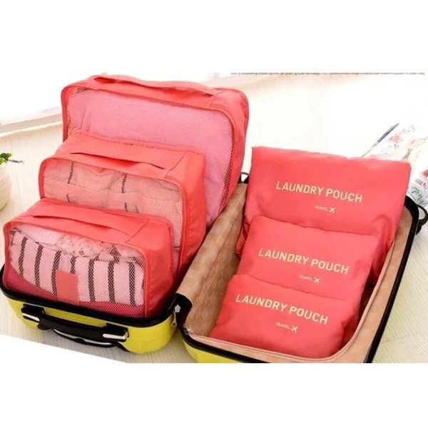 Perfectlive Travel 6 In 1 Set Pouch Luggage Organizer Clothing Laundry Sleeves Compact Storage Packing Bag Travel Bag