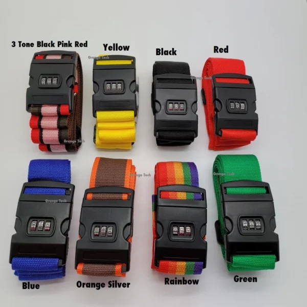 4M Long Luggage Strap Adjustable Travel Luggage Belt with Password Lock or No Lock Suitcase Tie