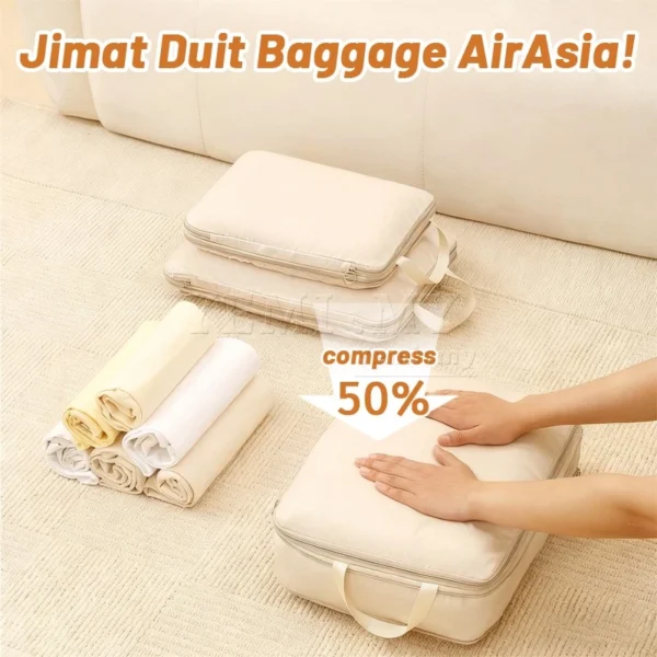 my-11134208-820lh-mh0hwntl3wgd65.webp MY Stock 4 Set Compression Packing Cubes Travel Organizer Bags Lightweight Luggage Storage