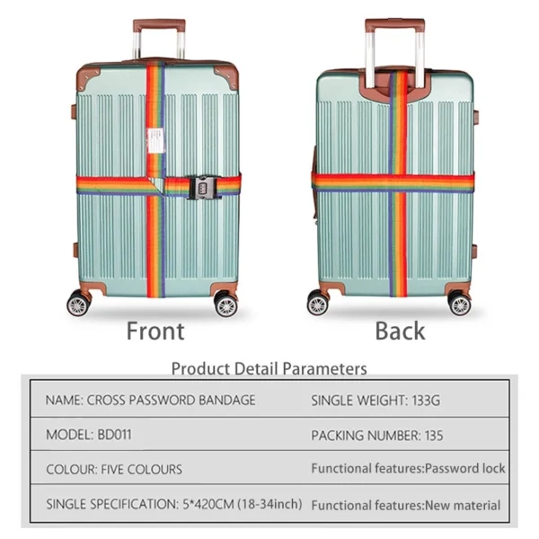 Luggage Strap 420CM 18 34 cm Luggage Password Lock Travel Luggage Cross Belt Luggage Tag Conforming materials Bag Accessories