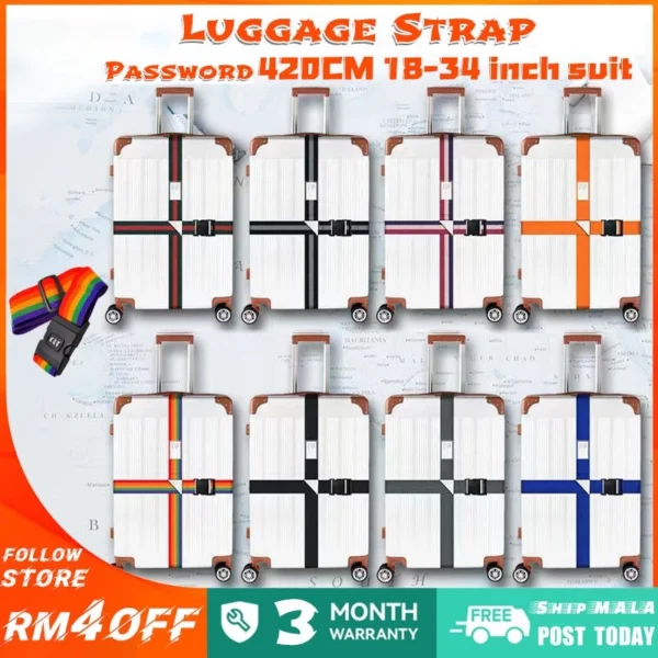 Luggage Strap 420CM 18 34 cm Luggage Password Lock Travel Luggage Cross Belt Luggage Tag Conforming materials Bag Accessories